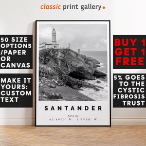 Santander Poster Black and White Print, Santander Wall Art, Santander Travel Poster, Santander Photo Print,Spain,5933