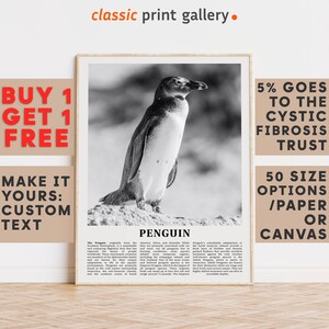 Penguin Print, Penguin Wall Art Poster, Black White Classroom Teacher Gift Present Kids Room Nursery Photography Artwork Biology Art 14761a