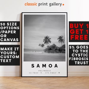 Samoa Poster Black and White Print, Samoa Wall Art, Samoa Travel Photo, Samoa Map, Pacific Poster, Pacific Print, 4244