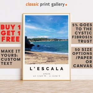 L'Escala Print,L'Escala Wall Art,L'Escala Colorful Poster,Personalized Birthday Travel Gift Present Artwork Spain 12710