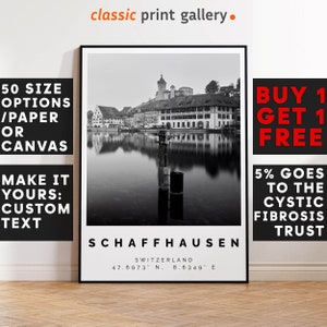 Schaffhausen Poster Black and White Print, Schaffhausen Wall Art, Schaffhausen Travel Poster, Schaffhausen Photo Print,Switzerland,6028