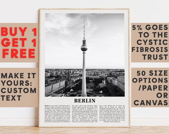 Berlin Print, Berlin Wall Art, Berlin Black and White Poster, Personalized Birthday Travel Gift Present Photography Germany 11497a3
