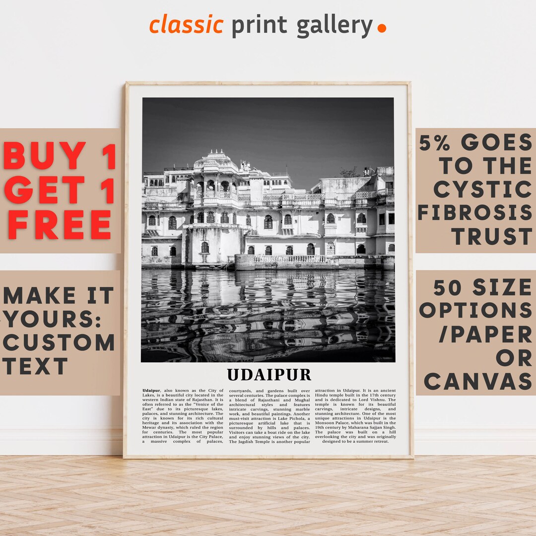 Udaipur Print, Udaipur Wall Art, Udaipur Black and White Poster