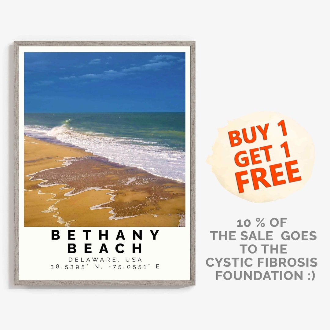 Bethany Beach Poster Colorful Print Bethany Beach Wall Art Etsy