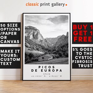Picos de Europa Poster Black and White Print, Picos de Europa Wall Art, Picos de Europa Travel Poster,Picos de Europa Photo Print,Spain,5959