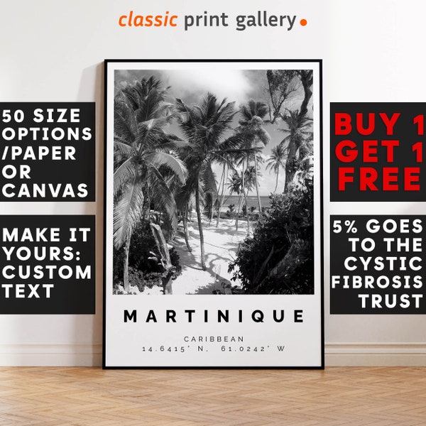 Martinique Poster Black and White Print, Martinique Wall Art, Martinique Travel Poster,Martinique Photo Print,Fort-de-France, Caribbean 2830