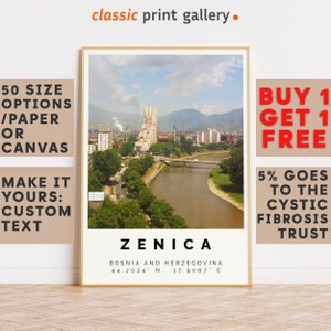 Zenica Poster Colorful Print, Zenica Wall Art, Zenica Photo Decor, Zenica Gift Travel Print,Bosnia,Gift Idea,10262