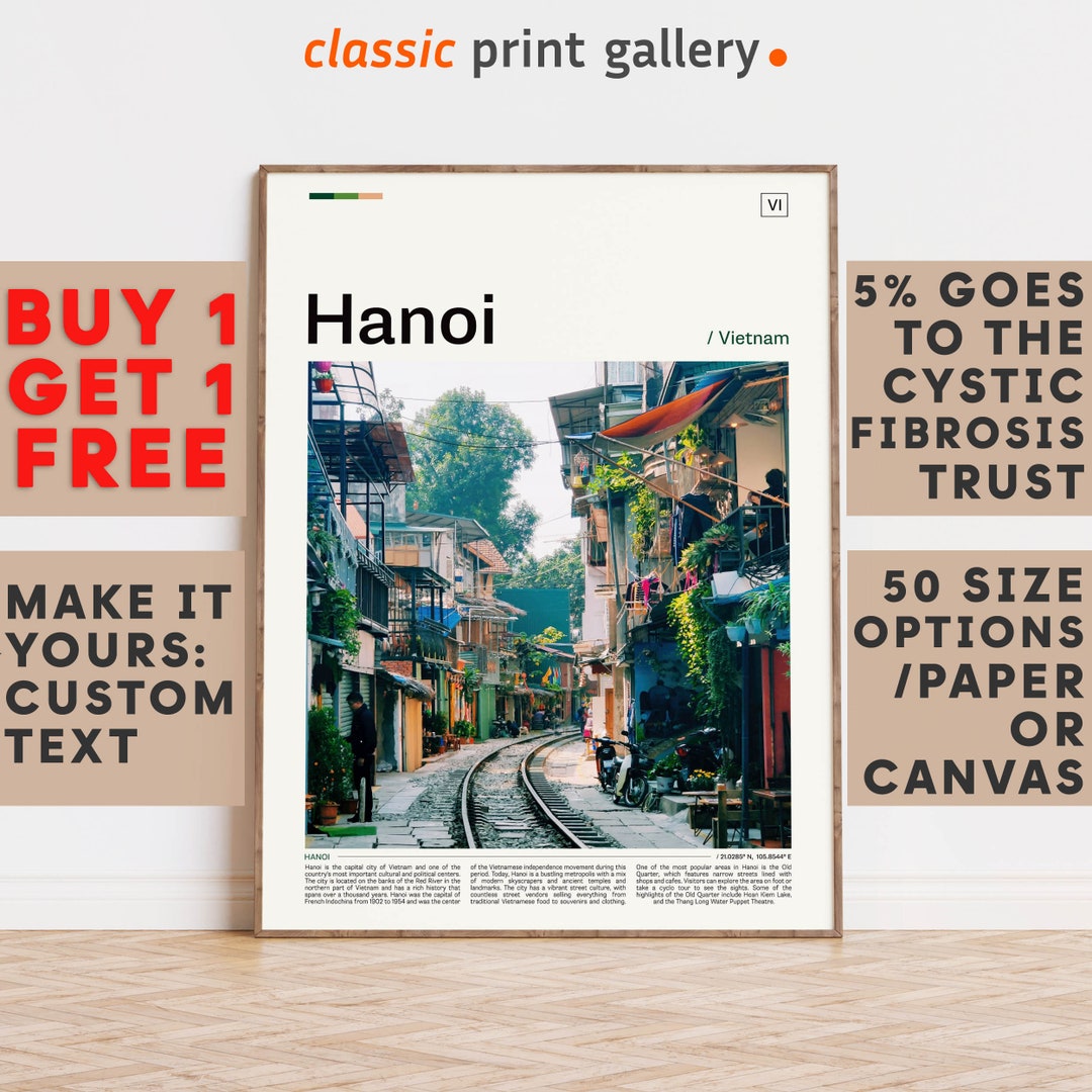 Hanoi Print, Hanoi Wall Art, Hanoi Color Poster With Text, Personalized ...