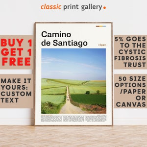 Camino de Santiago Print, Camino de Santiago Wall Art, Color Poster With Text, Personalized Birthday Travel Gift, Spain 11562b