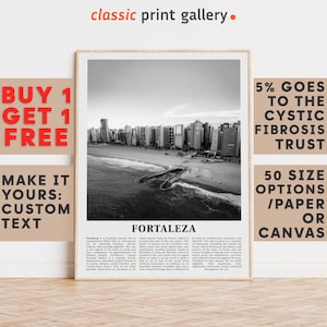 Fortaleza Print, Fortaleza Wall Art, Fortaleza Black and White Poster, Personalized Birthday Travel Gift Present Photography Brazil 11708a