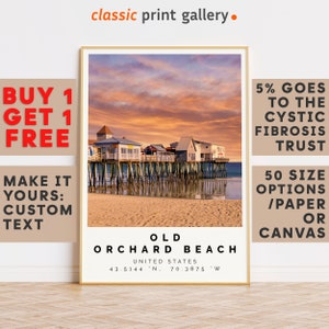 Old Orchard Beach Print Wall Art Colorful Poster,Personalized Birthday Beach Travel Gift Coastal Photography Usa 14671
