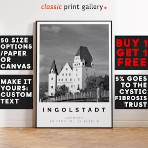Ingolstadt Poster Black and White Print, Ingolstadt Wall Art, Ingolstadt Photo Print, Ingolstadt Gift Travel Decor,Germany,6344