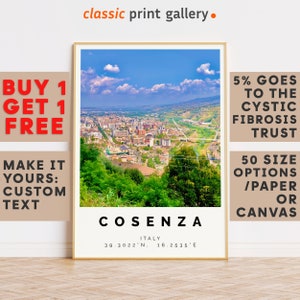 Cosenza Print,Cosenza Wall Art,Cosenza Colorful Poster,Personalized Birthday Travel Gift Present Photography Artwork Italy 13321