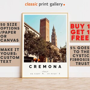 Cremona Poster Colorful Print, Cremona Wall Art, Cremona Photo Decor, Cremona Gift Travel Print,Lombardy,Office Wall Art,10540