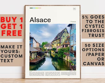 Alsace Print, Alsace Wall Art, Alsace Color Poster With Text, Personalized Birthday Travel Gift Present Photography  Artwork,France 11418b