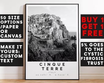 Cinque Terre Poster Black and White Print, Cinque Terre Wall Art, Cinque Terre Travel Poster, Cinque Terre Photo Print, Italy, Europe, 3283