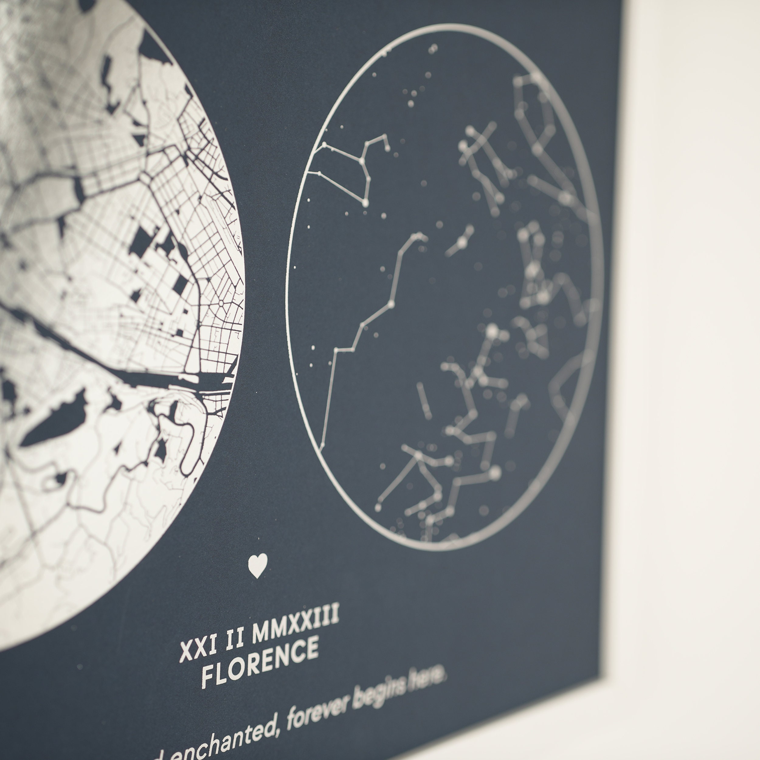 Custom Location & Star Map Duo, Circular Earth and Sky Representation ...