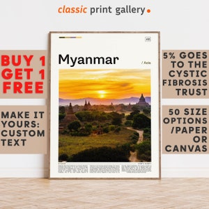 Myanmar Print, Myanmar Wall Art, Myanmar Color Poster With Text, Personalized Birthday Travel Gift Present Photography  Artwork,Asia 12033b