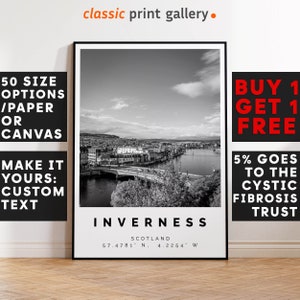 Inverness Poster Black and White Print, Inverness Wall Art, Inverness Travel Poster, Inverness Photo Print, Travel Home Decor,Scotland,5826