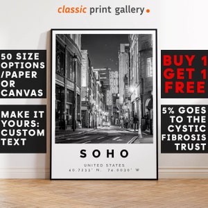 SOHO Print Black and White Photo, SOHO Wall Art, Soho Travel Poster, Soho Photo Print, New York,4144
