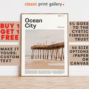 Ocean City Print, Ocean City Wall Art, Ocean City Color Poster With Text, Personalized Birthday Travel Gift Present Photography, USA 12068b