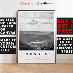 Vosges Poster Black and White Print, Vosges Wall Art, Vosges Travel Poster, Vosges Photo Print, France,4697