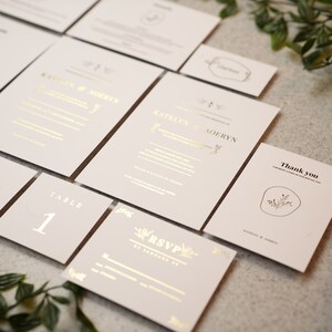 Vintage Charm Copper Foil Wedding Invite Invitation Cards, Wedding Invitations with minimalist design, invitation uniqUe W17 image 4