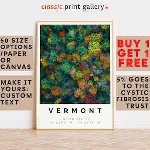 Vermont Poster Colorful Print, Vermont Wall Art, Vermont Photo Decor, Vermont Gift Travel Print,A5, A4, A3, A2, A1,8375