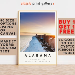Alabama Poster Colorful Print, Alabama Wall Art, Alabama Photo Decor, Alabama Gift Travel Print,Vintage Art Print,Large Wall Art,7573