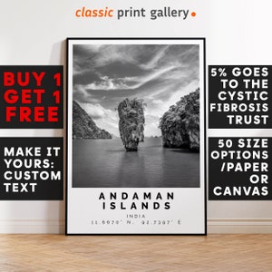 Andaman Islands Print,Andaman Islands Wall Art,Andaman Islands BW Poster,Personalized Birthday Beach Travel Gift Coastal India 15461a