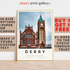 Derry Poster Colorful Print, Derry Wall Art, Derry Photo Decor, Derry Gift Travel Print,Strabane,Travel Gift,Office Wall Art,7956