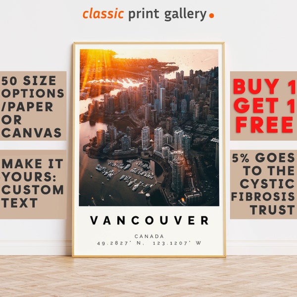 Vancouver Poster Colorful Print, Vancouver Wall Art, Vancouver Photo Decor, British Columbia,Gift For Her,Gift For Him,8386