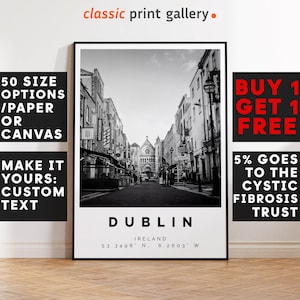 Dublin Print Black and White Photo, Dublin Wall Art, Dublin Travel Poster, Dublin Photo Print, Ireland, Irish, 3393