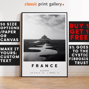 France Poster Black and White Print, France Wall Art, France Travel Photo, France Map, French Poster, French Print, 4603