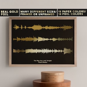 Gold Foil Soundwave Print, Favorite Song Lyrics Soundwave Art, Personalized Soundwave Poster, A4, A3, Anniversary, Custom Birthday Gift, F52