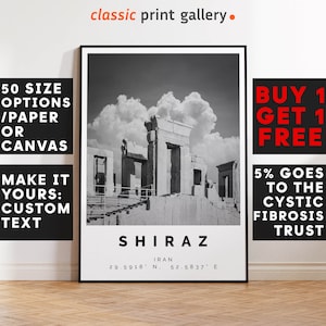 Shiraz Poster Black and White Print, Shiraz Wall Art, Shiraz Travel Poster, Shiraz Photo Print, Iran,5380