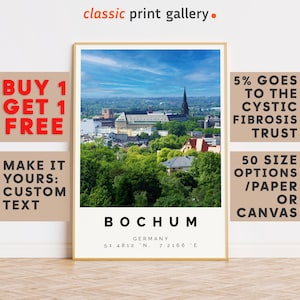 Bochum Print,Bochum Wall Art,Bochum Colorful Poster,Personalized Birthday Travel Gift Present Photography Artwork Germany 14008