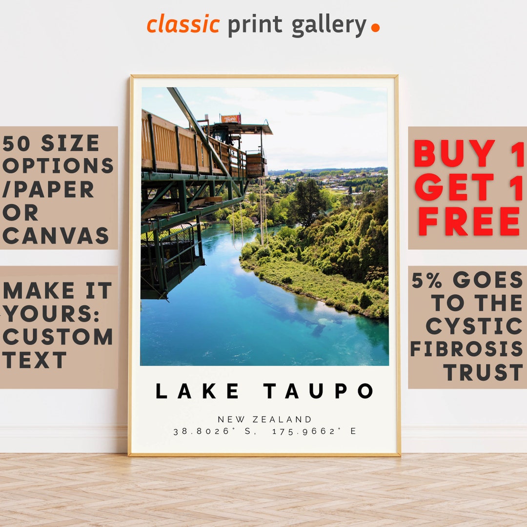 Lake Taupo Poster Colorful Print, Lake Taupo Wall Art, Lake Taupo Photo