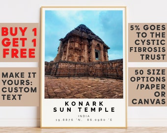 Konark Sun Temple Print Wall Art Colorful Poster,Personalized Birthday Travel Gift Present Photography Artwork India 14995