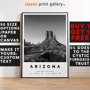 Arizona Poster Black and White Print, Arizona Wall Art, Arizona Travel Poster, Arizona Photo Print, State Art, State Poster, Nature, 3004