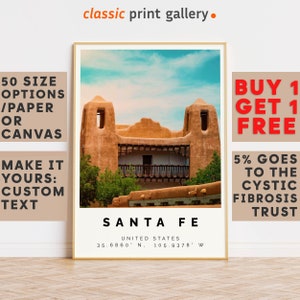 Santa Fe Poster Colorful Print, Santa Fe Wall Art, Santa Fe Photo Decor, Santa Fe Gift Travel Print,New Mexico,Birthday Gift,9815