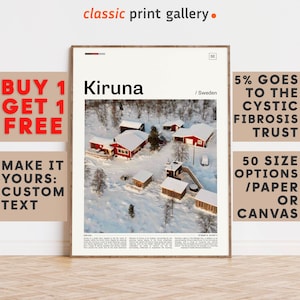 Kiruna Print, Kiruna Wall Art, Kiruna Color Poster With Text, Personalized Birthday Travel Gift Present Photography  Artwork,Sweden 11850b