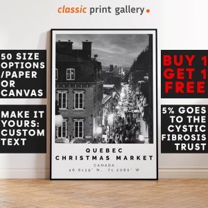 Quebec Christmas Market Poster Black and White Print, Quebec Wall Art, Quebec Photo Print,Canada,Christkindlmarkt, Advent,6847b