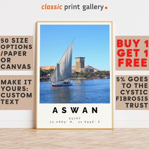 Aswan Poster Colorful Print, Aswan Wall Art, Aswan Photo Decor, Aswan Gift Travel Print,Egypt,24x28, 20x30, 24x36,9130