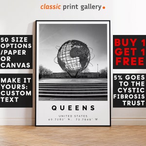 Queens Print Black and White Photo, Queens Wall Art, Queens Travel Poster, Queens Photo Print, New York Wall Art, NYC Decor, 4316