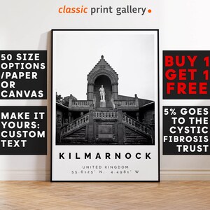 Kilmarnock Poster Black and White Print, Kilmarnock Wall Art, Kilmarnock Photo Print, Kilmarnock Gift Travel Decor,Scotland,6749