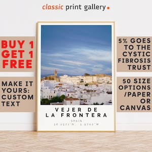 Vejer de la Frontera Print Wall Art Colorful Poster,Personalized Birthday Travel Gift Present Photography Artwork Spain 12735