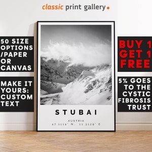 Stubai Poster Black and White Print, Stubai Wall Art, Stubai Travel Poster, Stubai Photo Print, Travel Home Decor,Austria,5698