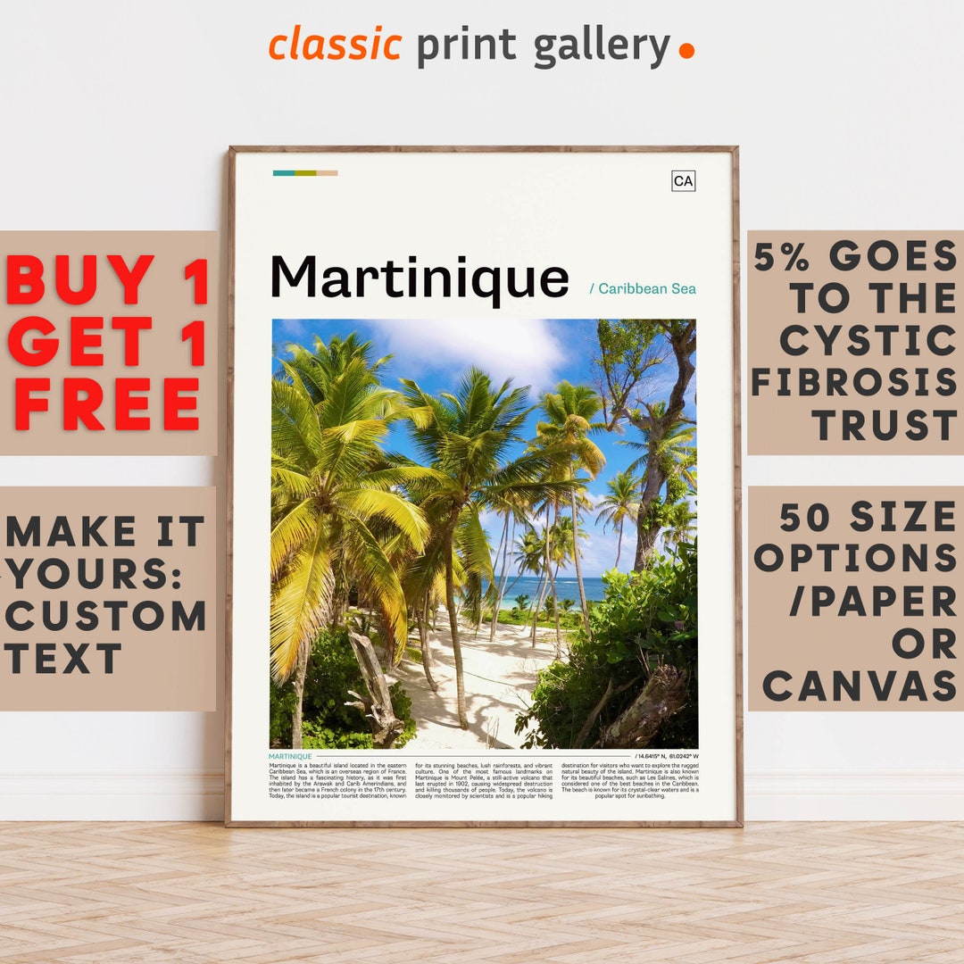 Martinique Print, Martinique Wall Art, Martinique Color Poster With Text, Personalized Birthday ...