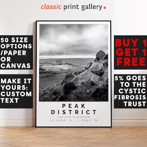 Peak District Poster,Peak District Print,Peak District Black and White Photographic Art, Wedding gift, Coordinates Poster, Travel Gift, 4426